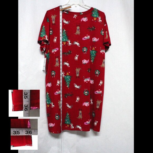 Joyspun L-XL Large - XLarge Short Sleeve Dogs & Cats Christmas Gown With Pockets - Picture 3 of 12